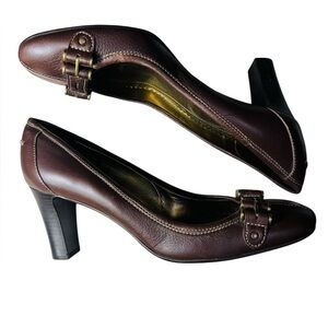 J Crew Katy Tumbled Leather Brown Heels women size 10 NEW made in Italy